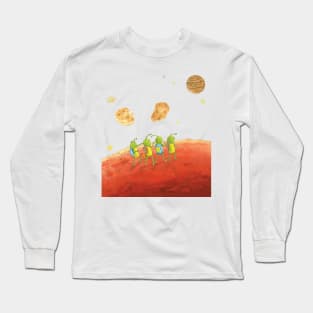 Four Little Martians under Mars moons Phobos and Deimos Long Sleeve T-Shirt